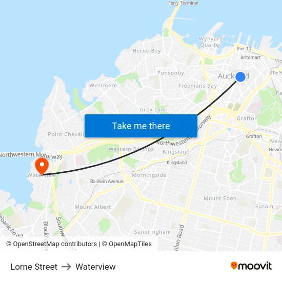 Lorne Street to Waterview map