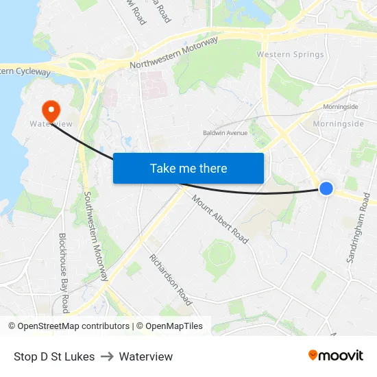 Stop D St Lukes to Waterview map