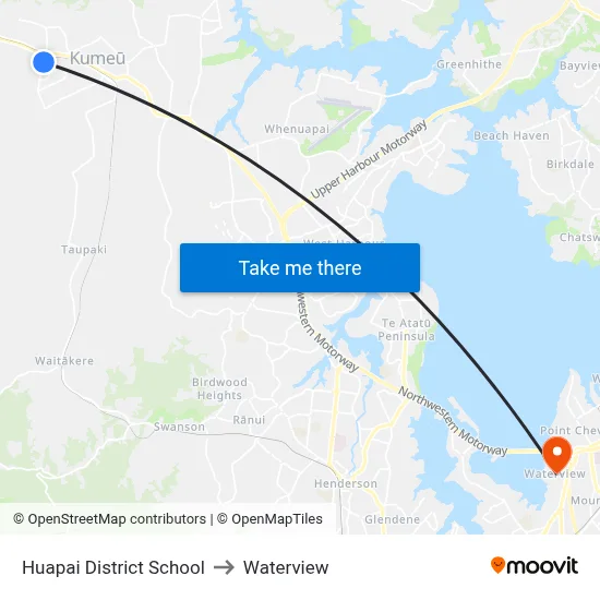 Huapai District School to Waterview map