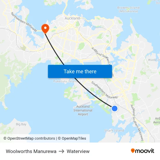 Woolworths Manurewa to Waterview map