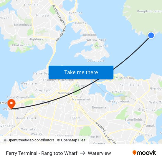 Ferry Terminal - Rangitoto Wharf to Waterview map