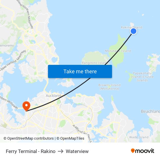 Ferry Terminal - Rakino to Waterview map