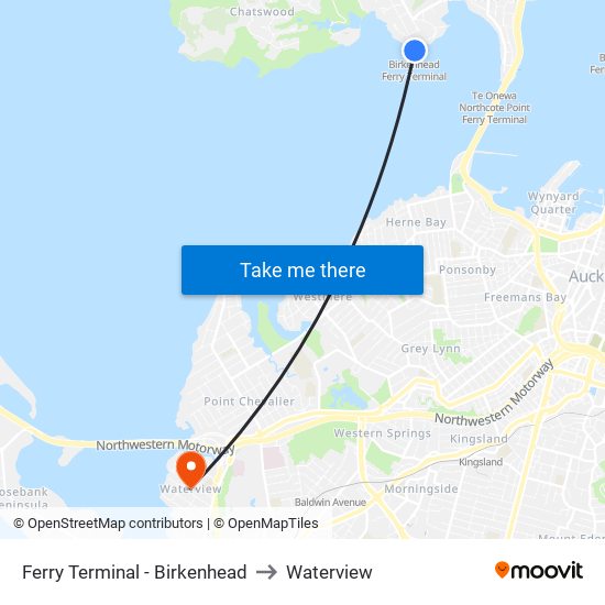 Ferry Terminal - Birkenhead to Waterview map