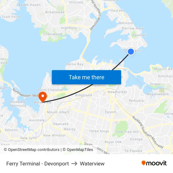 Ferry Terminal - Devonport to Waterview map