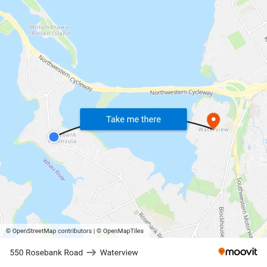 550 Rosebank Road to Waterview map