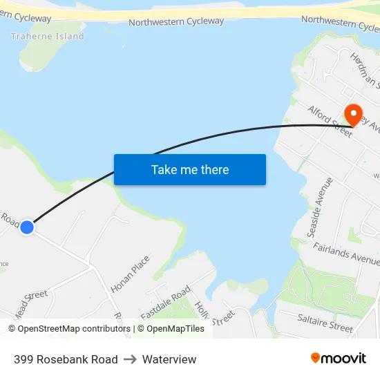 399 Rosebank Road to Waterview map