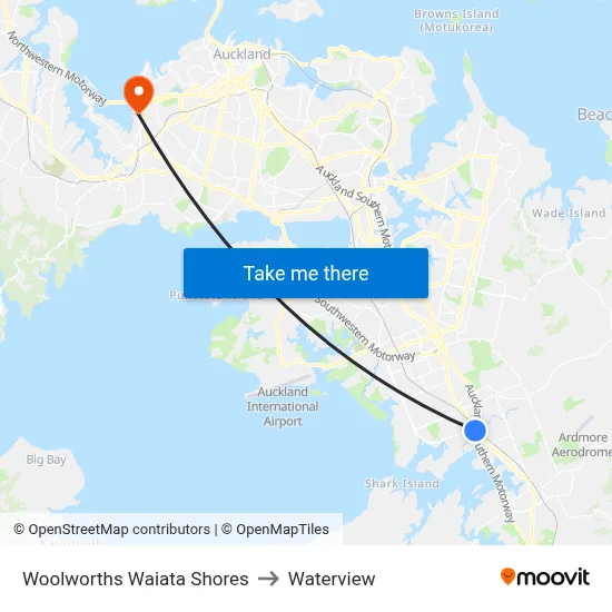 Woolworths Waiata Shores to Waterview map
