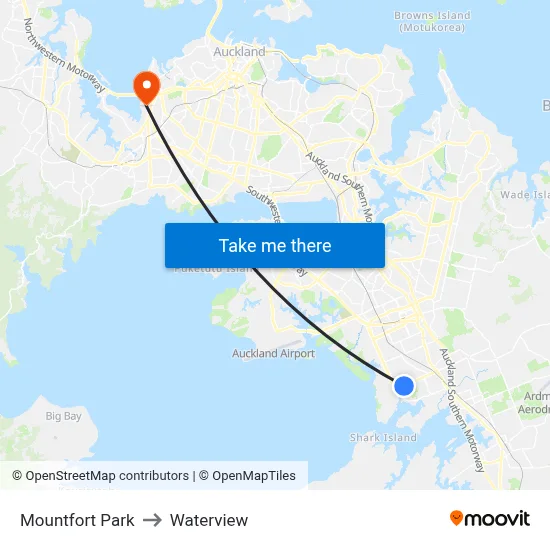 Mountfort Park to Waterview map