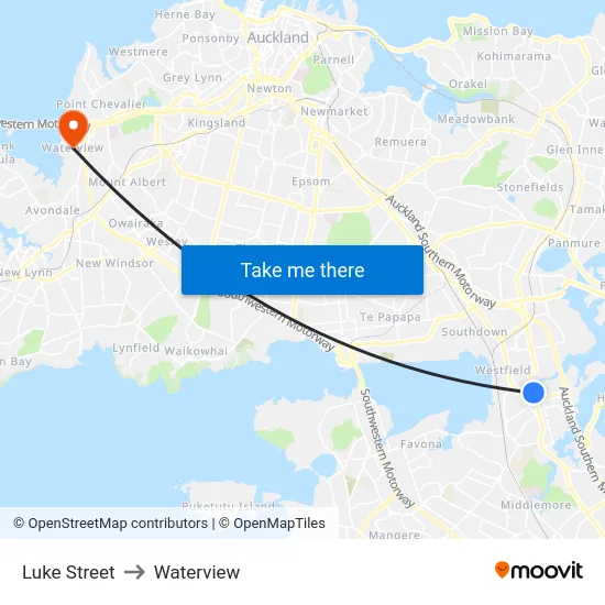 Luke Street to Waterview map