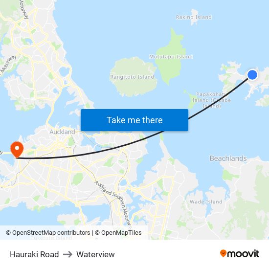 Hauraki Road to Waterview map