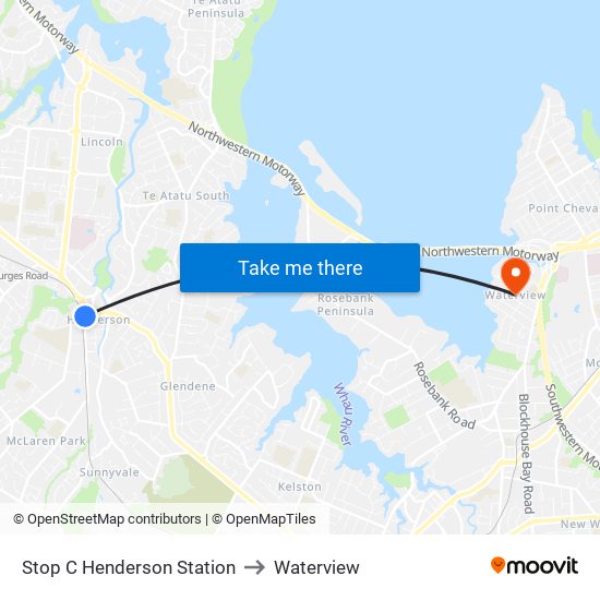 Stop C Henderson Station to Waterview map