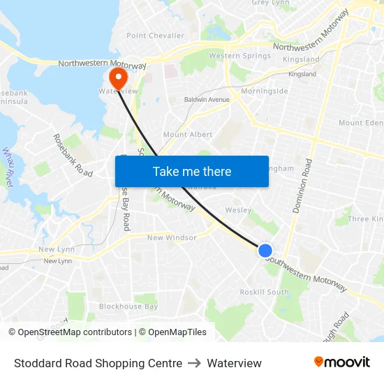 Stoddard Road Shopping Centre to Waterview map