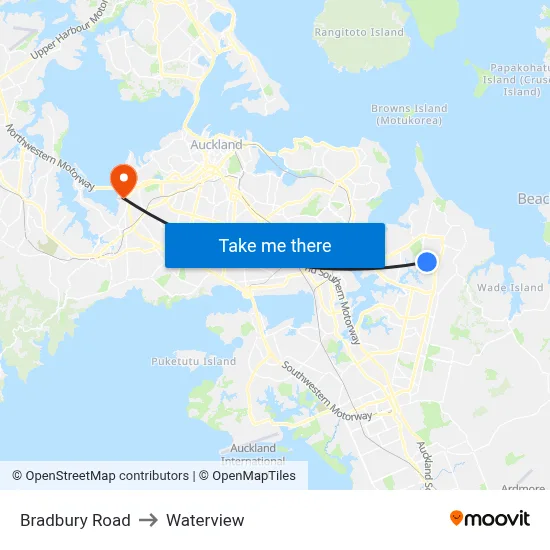 Bradbury Road to Waterview map