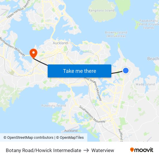 Botany Road/Howick Intermediate to Waterview map