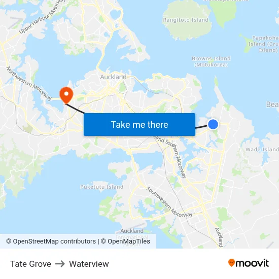 Tate Grove to Waterview map