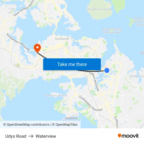 Udys Road to Waterview map