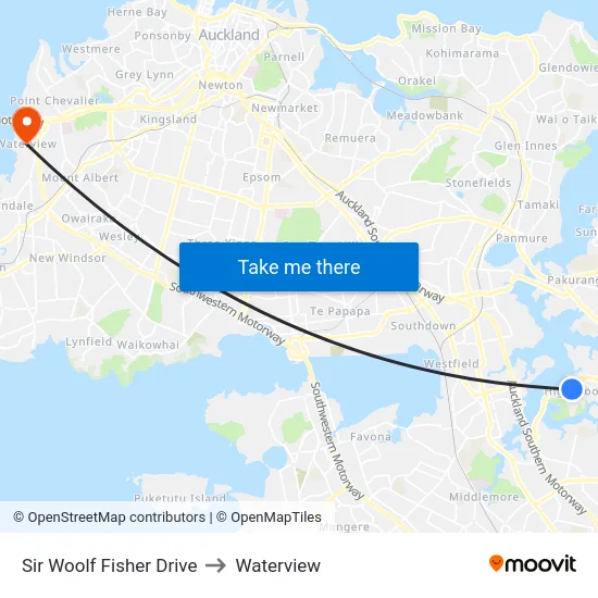 Sir Woolf Fisher Drive to Waterview map