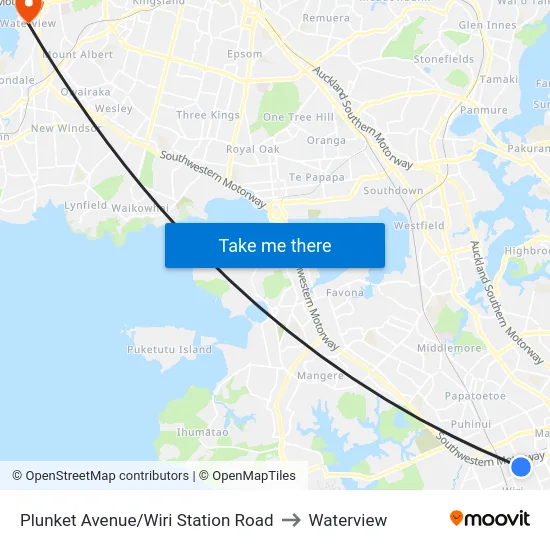 Plunket Avenue/Wiri Station Road to Waterview map
