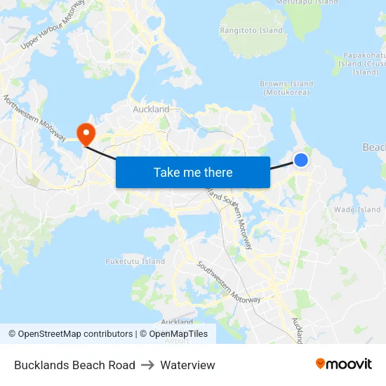Bucklands Beach Road to Waterview map