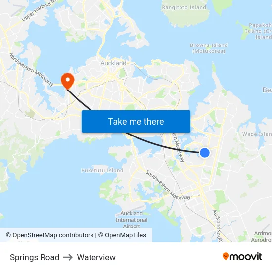 Springs Road to Waterview map