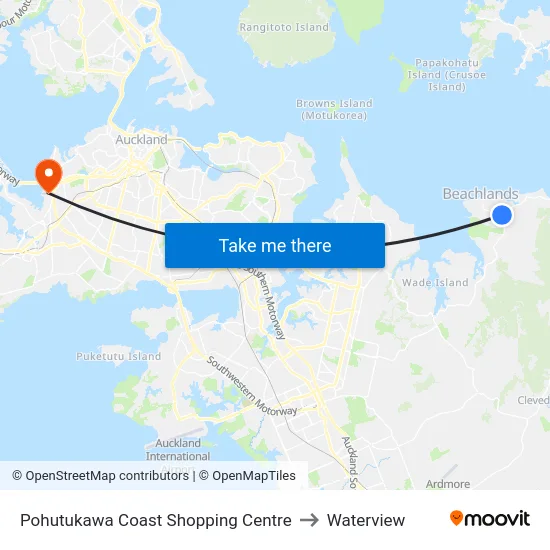 Pohutukawa Coast Shopping Centre to Waterview map