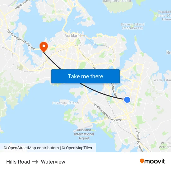 Hills Road to Waterview map