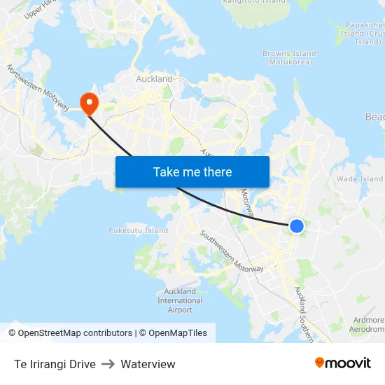 Te Irirangi Drive to Waterview map