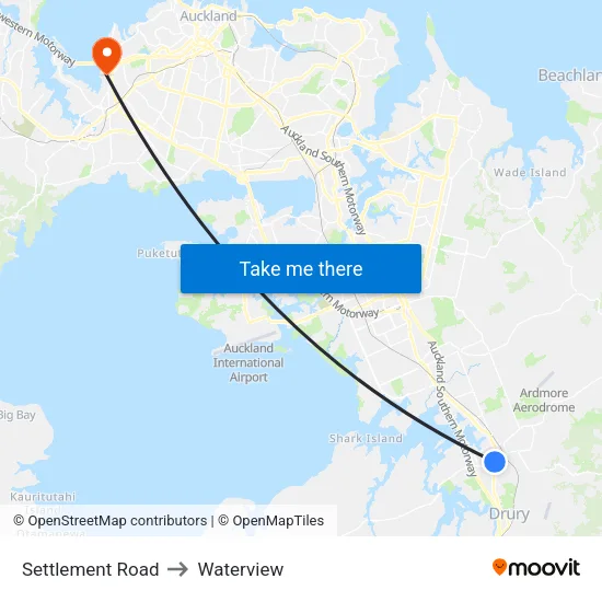 Settlement Road to Waterview map