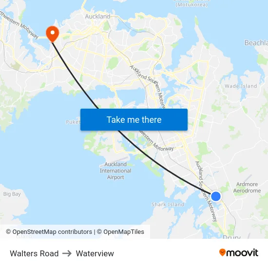 Walters Road to Waterview map