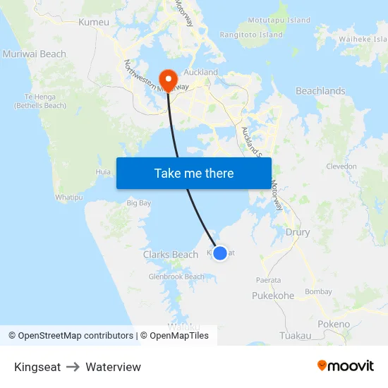 Kingseat to Waterview map