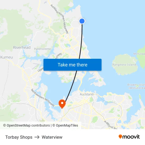 Torbay Shops to Waterview map