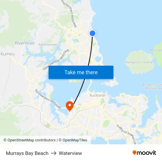Murrays Bay Beach to Waterview map