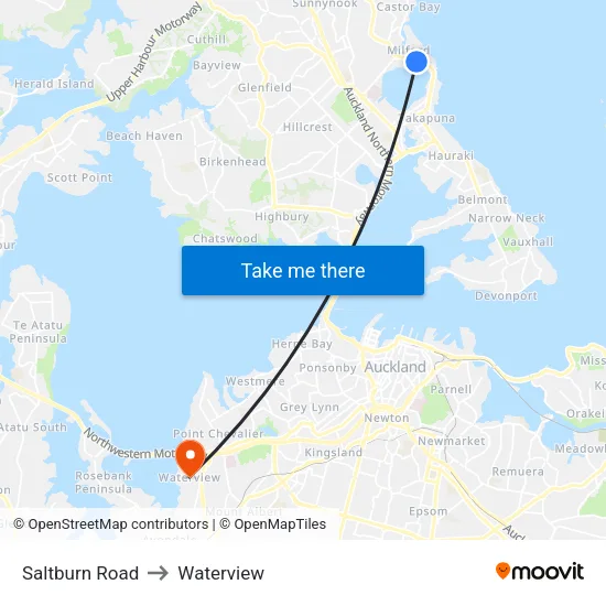 Saltburn Road to Waterview map