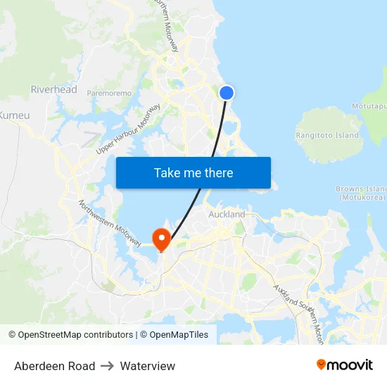 Aberdeen Road to Waterview map