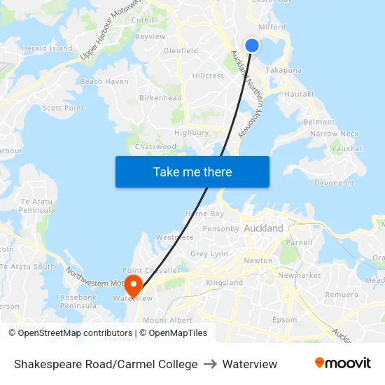 Shakespeare Road/Carmel College to Waterview map