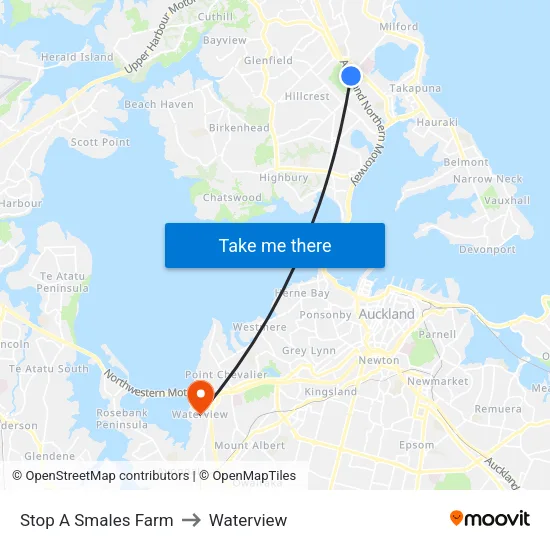 Stop A Smales Farm to Waterview map