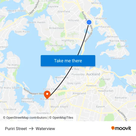 Puriri Street to Waterview map