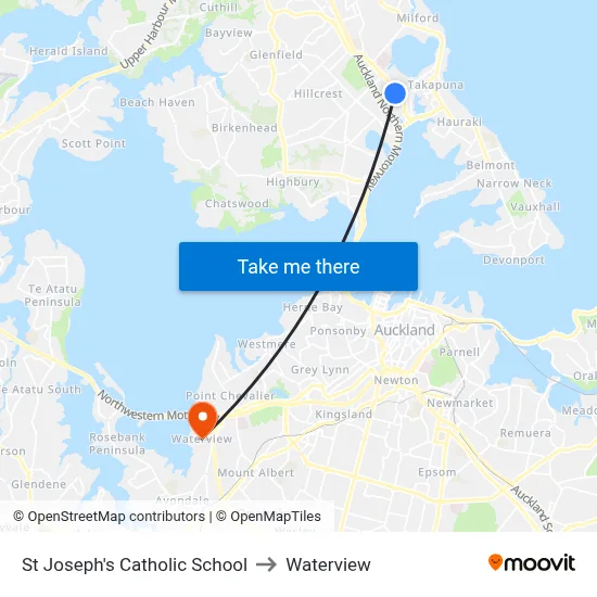 St Joseph's Catholic School to Waterview map