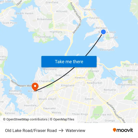 Old Lake Road/Fraser Road to Waterview map