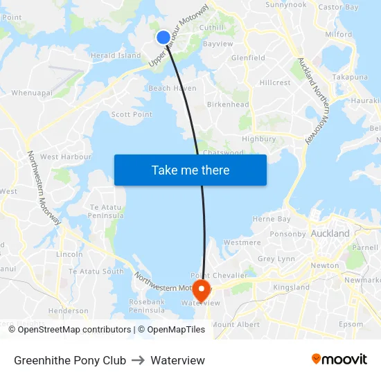 Greenhithe Pony Club to Waterview map