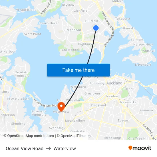 Ocean View Road to Waterview map