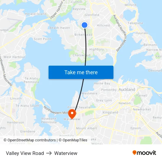 Valley View Road to Waterview map