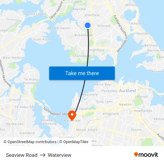 Seaview Road to Waterview map