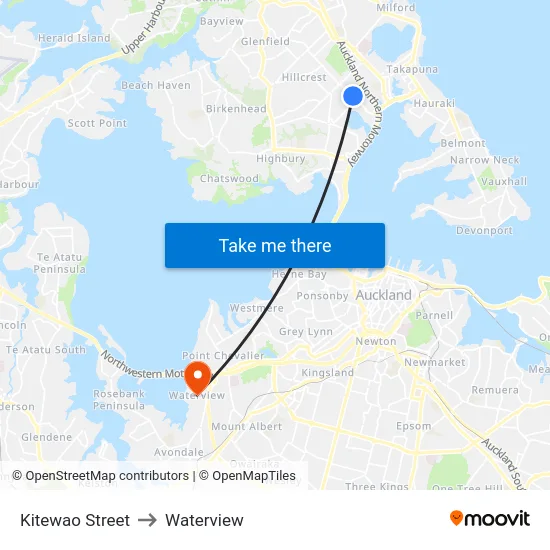 Kitewao Street to Waterview map