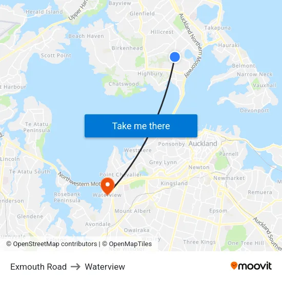 Exmouth Road to Waterview map