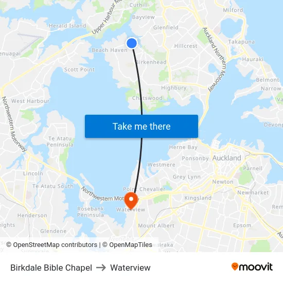 Birkdale Bible Chapel to Waterview map
