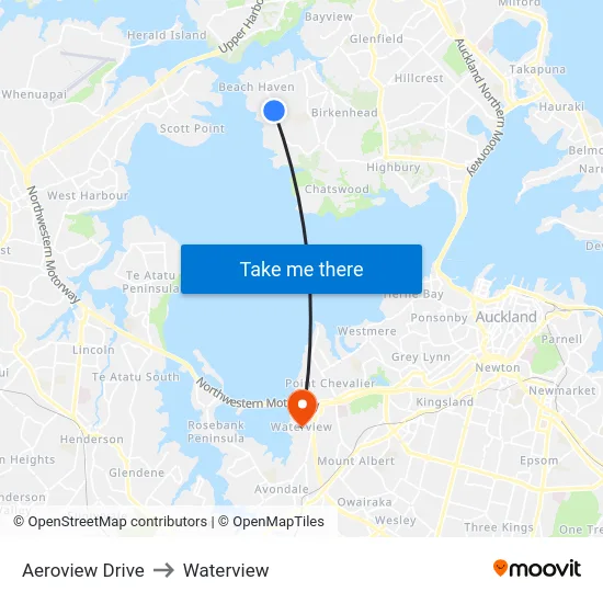 Aeroview Drive to Waterview map