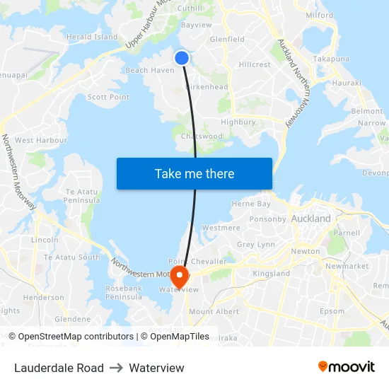 Lauderdale Road to Waterview map