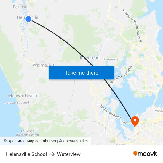 Helensville School to Waterview map