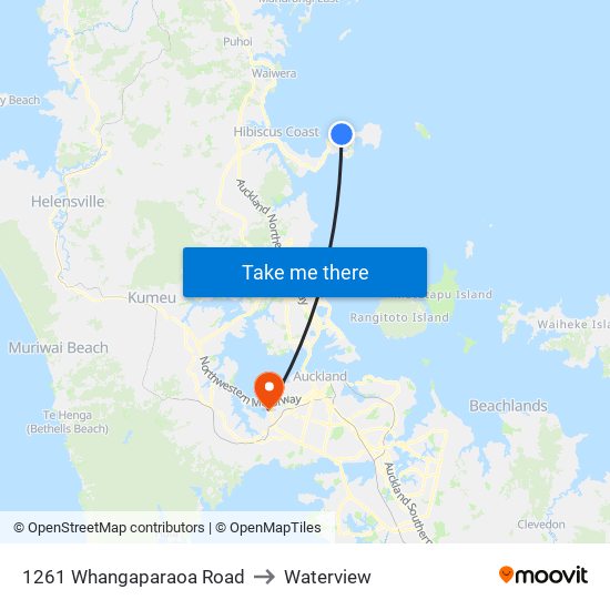 1261 Whangaparaoa Road to Waterview map